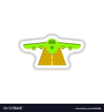 Paper sticker on white background airplane runway vector image