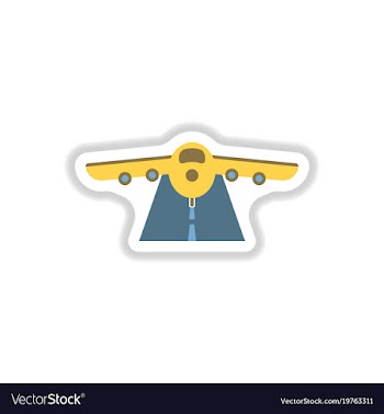 Paper sticker on white background airplane runway vector image