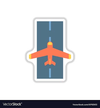 Paper sticker on white background airplane runway vector image