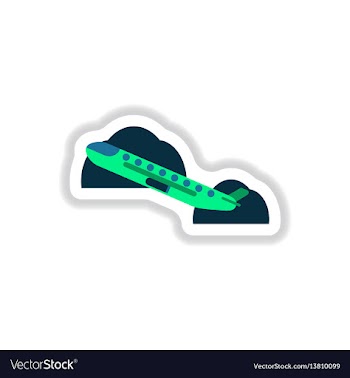 Paper sticker on white background airplane takeoff vector image