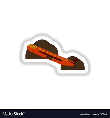Paper sticker on white background airplane takeoff vector image
