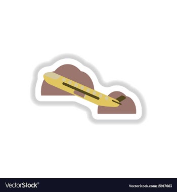 Paper sticker on white background airplane takeoff vector image
