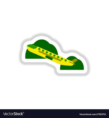 Paper sticker on white background airplane takeoff vector image