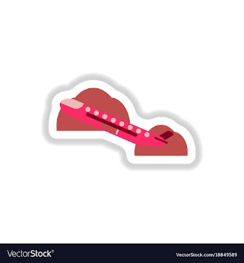 Paper sticker on white background airplane takeoff vector image