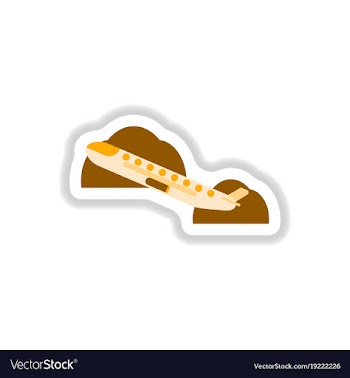 Paper sticker on white background airplane takeoff vector image