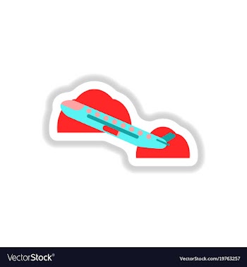 Paper sticker on white background airplane takeoff vector image