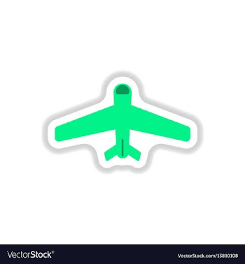 Paper sticker on white background airplane vector image