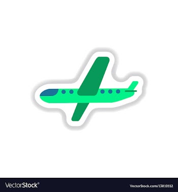 Paper sticker on white background airplane vector image