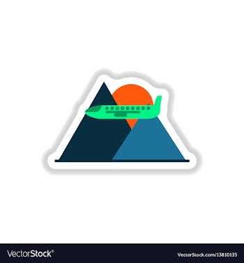 Paper sticker on white background airplane vector image