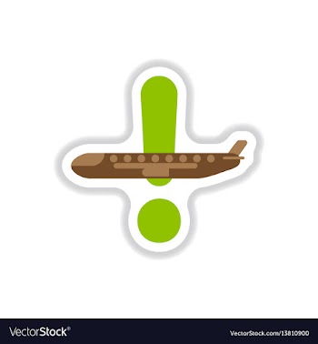 Paper sticker on white background airplane vector image