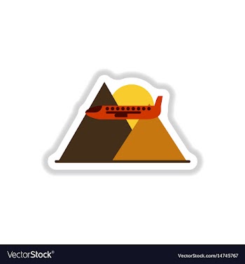 Paper sticker on white background airplane vector image