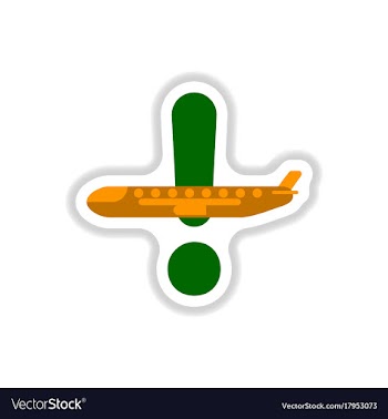 Paper sticker on white background airplane vector image