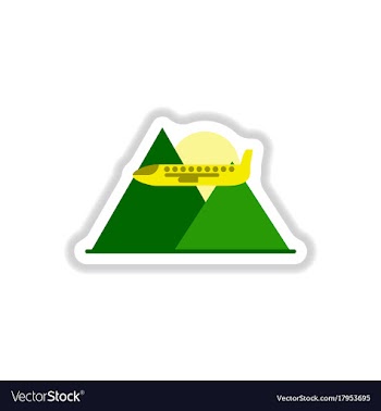 Paper sticker on white background airplane vector image