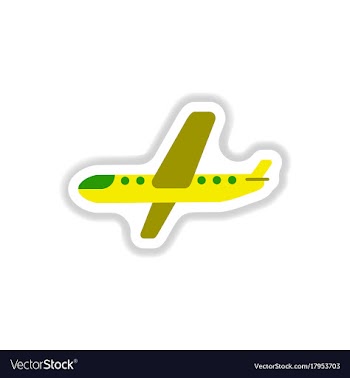 Paper sticker on white background airplane vector image