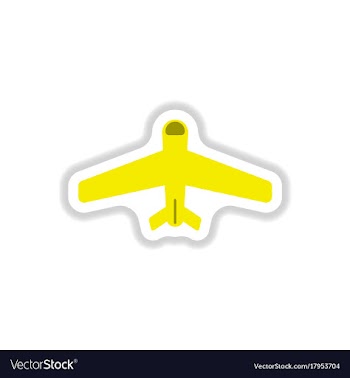 Paper sticker on white background airplane vector image