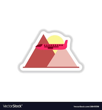 Paper sticker on white background airplane vector image
