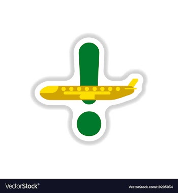 Paper sticker on white background airplane vector image