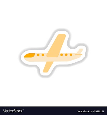 Paper sticker on white background airplane vector image
