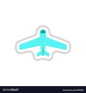 Paper sticker on white background airplane vector image