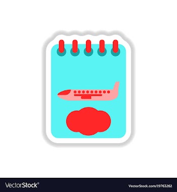Paper sticker on white background airplane vector image