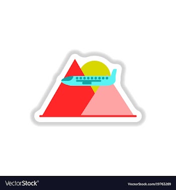 Paper sticker on white background airplane vector image