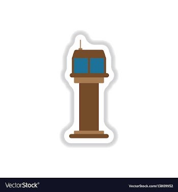 Paper sticker on white background airport control vector image