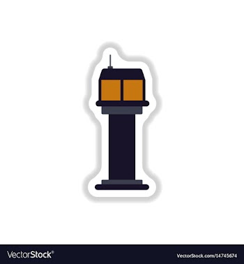 Paper sticker on white background airport control vector image