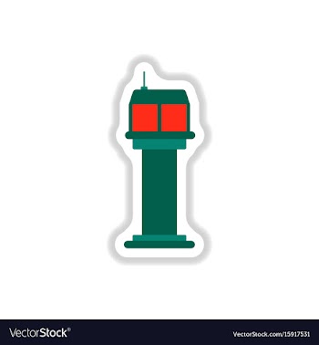 Paper sticker on white background airport control vector image