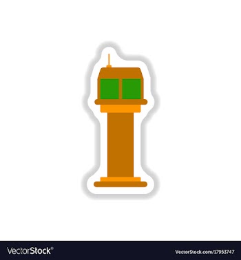Paper sticker on white background airport control vector image