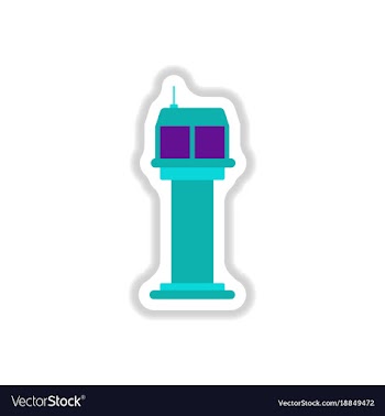 Paper sticker on white background airport control vector image
