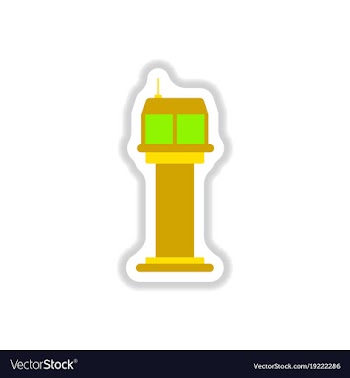 Paper sticker on white background airport control vector image