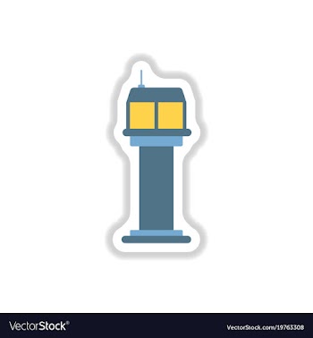Paper sticker on white background airport control vector image