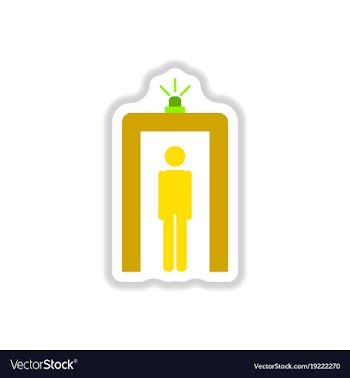 Paper sticker on white background airport people vector image