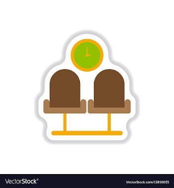 Paper sticker on white background airport waiting vector image