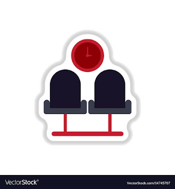 Paper sticker on white background airport waiting vector image