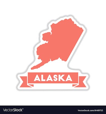 Paper sticker on white background Alaska map vector image