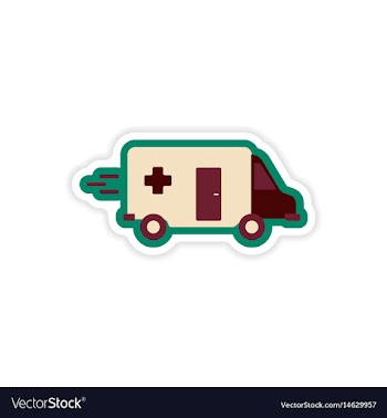 Paper sticker on white background ambulance car vector image