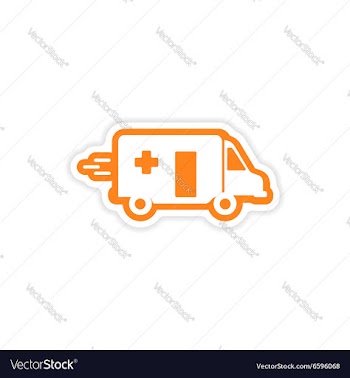 Paper sticker on white background ambulance car vector image