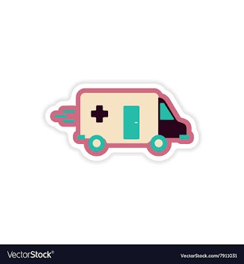 Paper sticker on white background ambulance car vector image