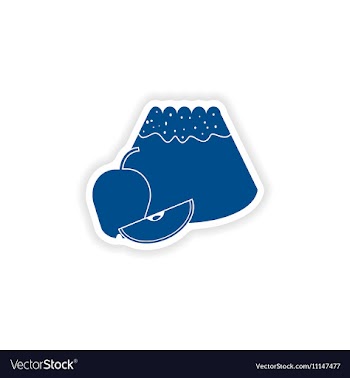 Paper sticker on white background apple cake vector image