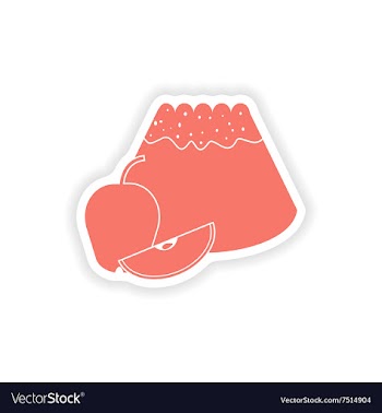 Paper sticker on white background apple cake vector image