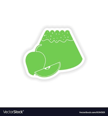 Paper sticker on white background apple cake vector image