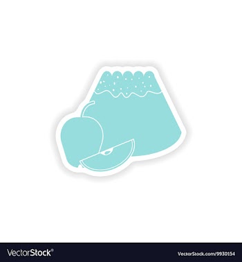 Paper sticker on white background apple cake vector image