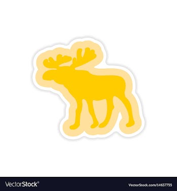 Paper sticker on white background arctic moose vector image