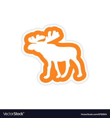 Paper sticker on white background Arctic moose vector image