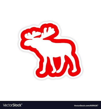 Paper sticker on white background Arctic moose vector image