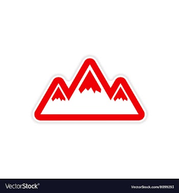 Paper sticker on white background Arctic mountains vector image