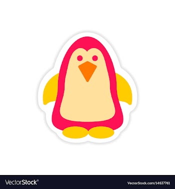 Paper sticker on white background arctic penguin vector image
