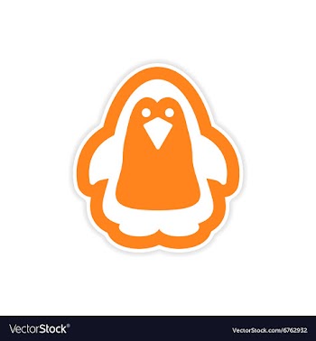 Paper sticker on white background Arctic penguin vector image