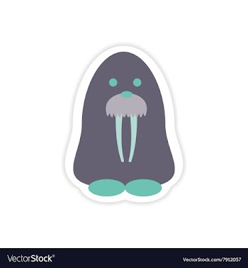 Paper sticker on white background Arctic walrus vector image